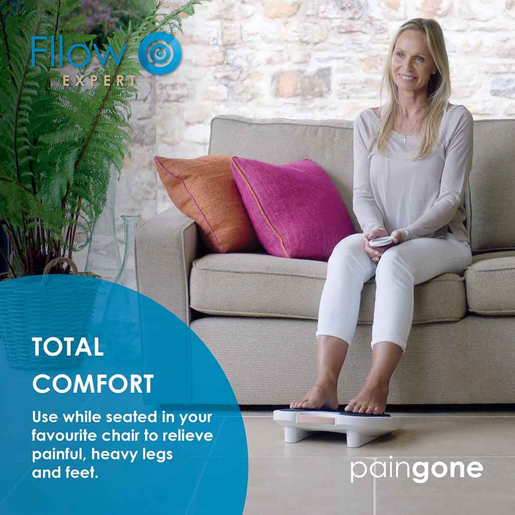 Use while seated in your favourite chair to relieve painful, heavy legs and feet.